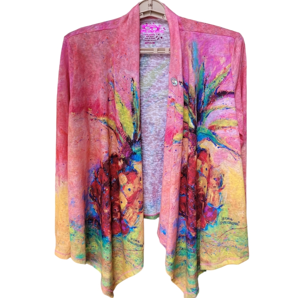 Leoma Lovegrove Crossover/Open Front   Pineapple Cardigan Size M